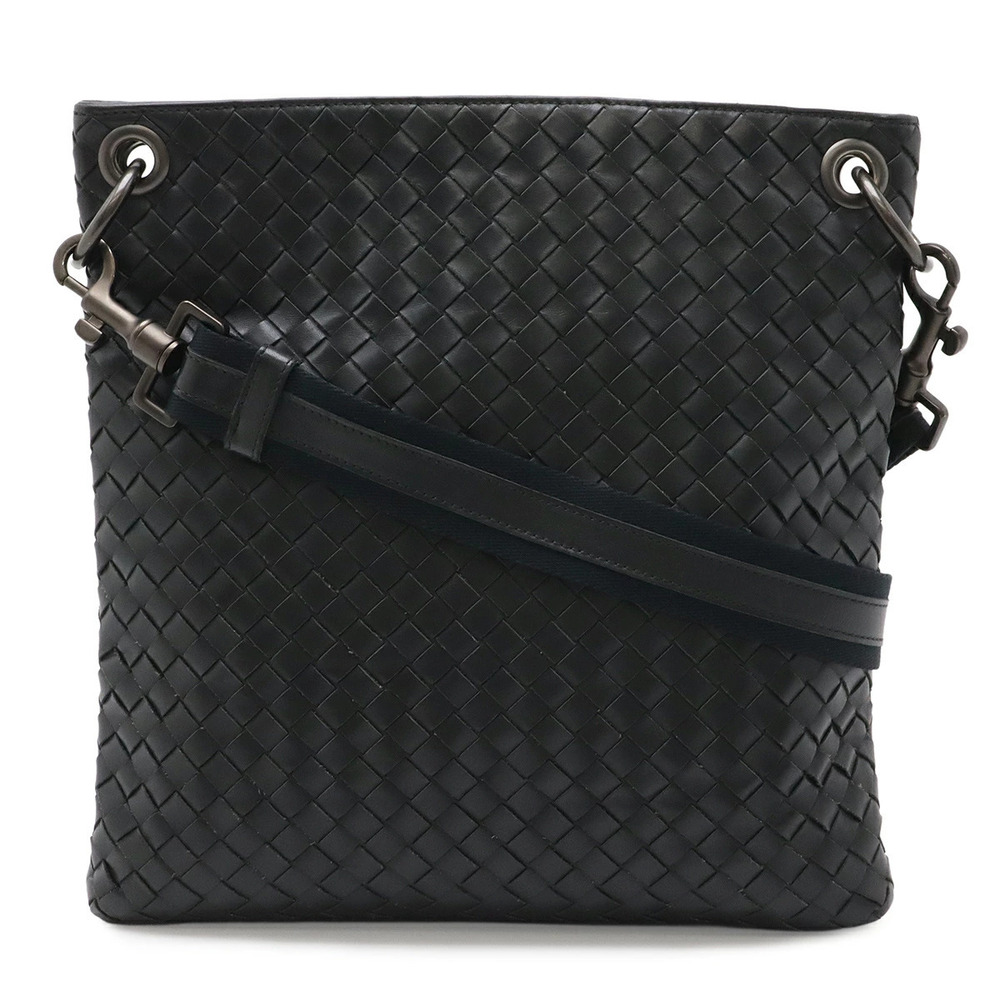 BOTTEGA VENETA Intrecciato Crossbody Bag Leather Black